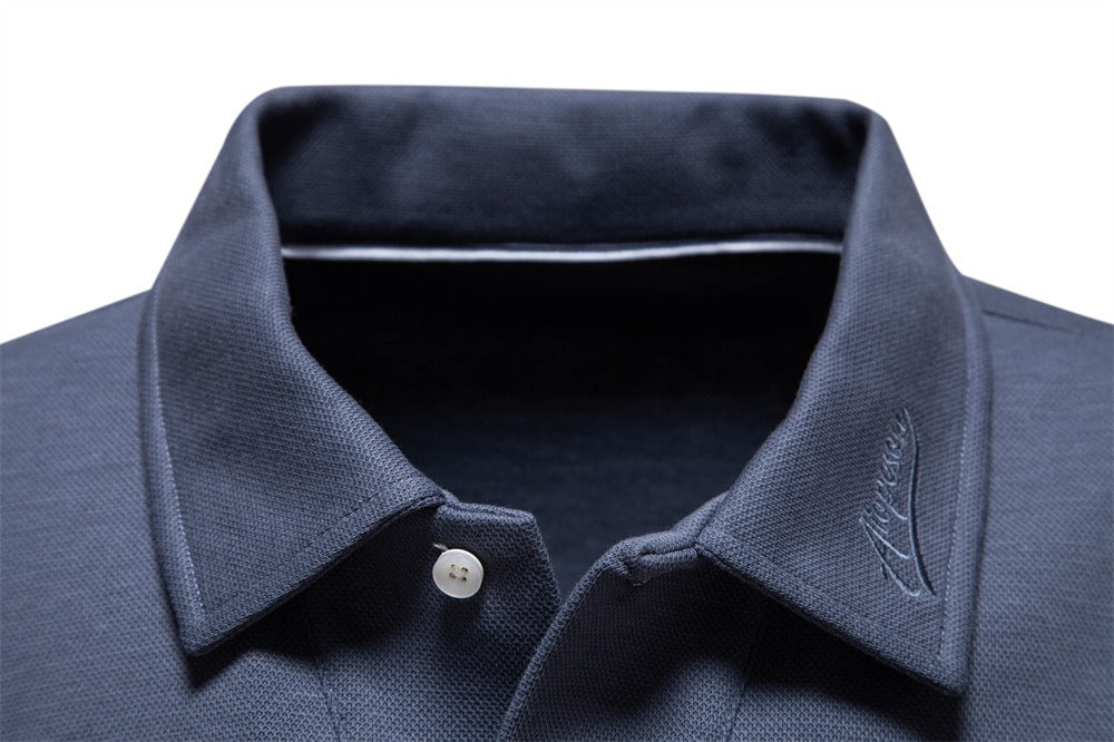 Men's Washed Polo Shirt – Long Sleeve Cotton Blend Top | Smart-Casual Autumn Essential | PL255