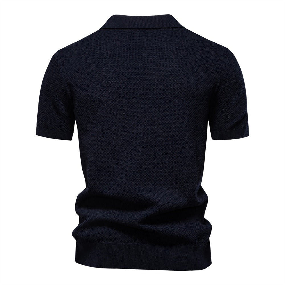 Men's Pineapple Knit Texture Polo Shirt - 2025 Summer Relaxed Fit Short Sleeve Top | PSD8025