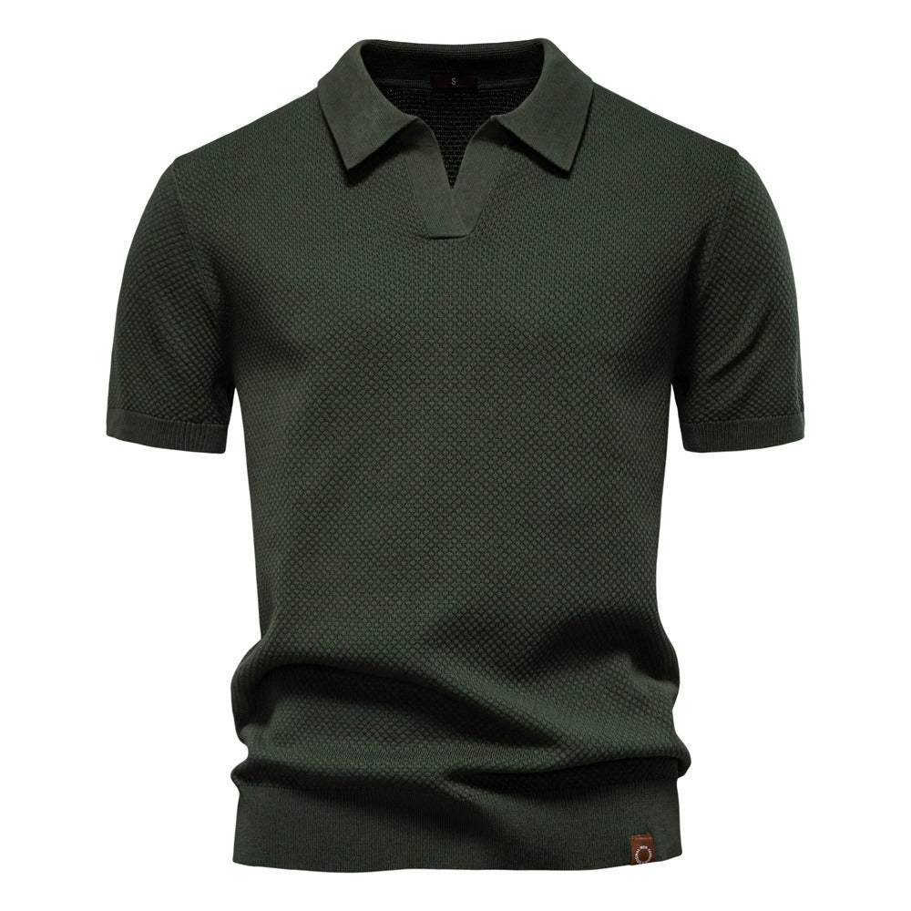 Men's Pineapple Knit Texture Polo Shirt - 2025 Summer Relaxed Fit Short Sleeve Top | PSD8025