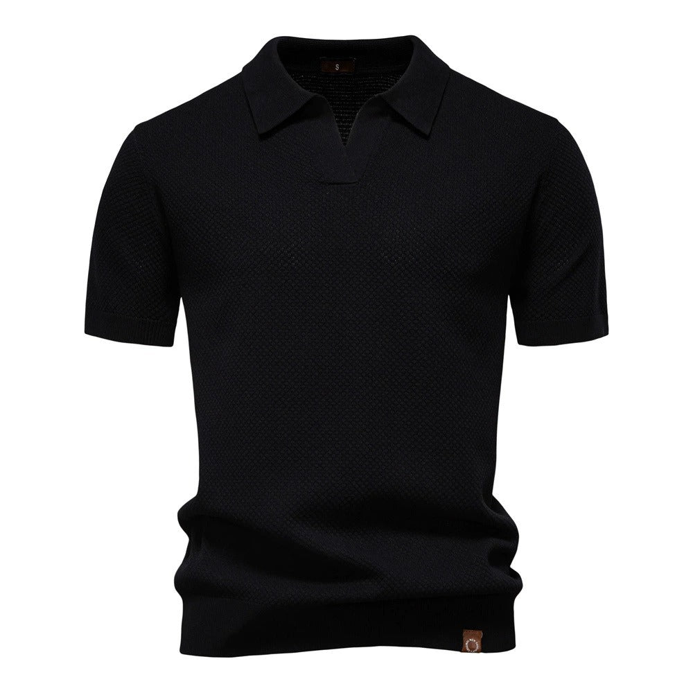 Men's Pineapple Knit Texture Polo Shirt - 2025 Summer Relaxed Fit Short Sleeve Top | PSD8025