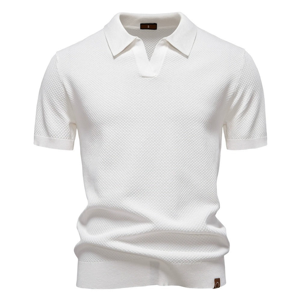 Men's Pineapple Knit Texture Polo Shirt - 2025 Summer Relaxed Fit Short Sleeve Top | PSD8025