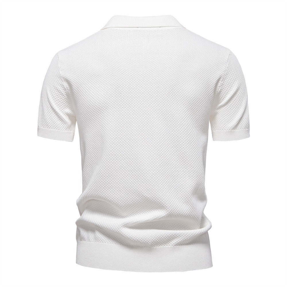 Men's Pineapple Knit Texture Polo Shirt - 2025 Summer Relaxed Fit Short Sleeve Top | PSD8025