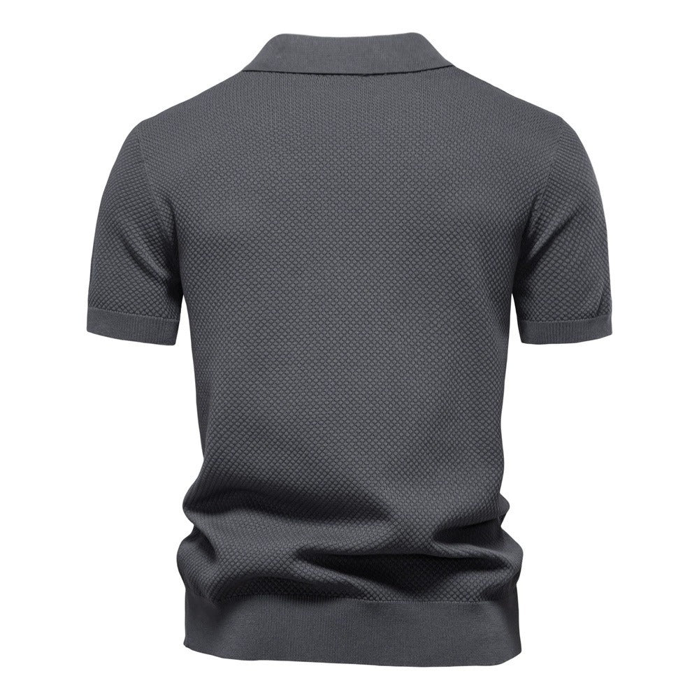 Men's Pineapple Knit Texture Polo Shirt - 2025 Summer Relaxed Fit Short Sleeve Top | PSD8025