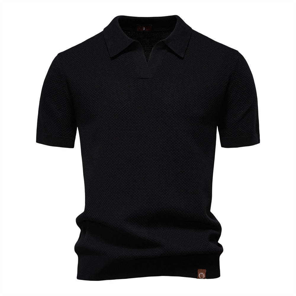 Men's Pineapple Knit Texture Polo Shirt - 2025 Summer Relaxed Fit Short Sleeve Top | PSD8025