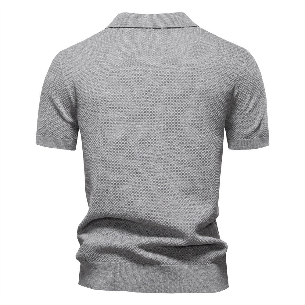 Men's Pineapple Knit Texture Polo Shirt - 2025 Summer Relaxed Fit Short Sleeve Top | PSD8025