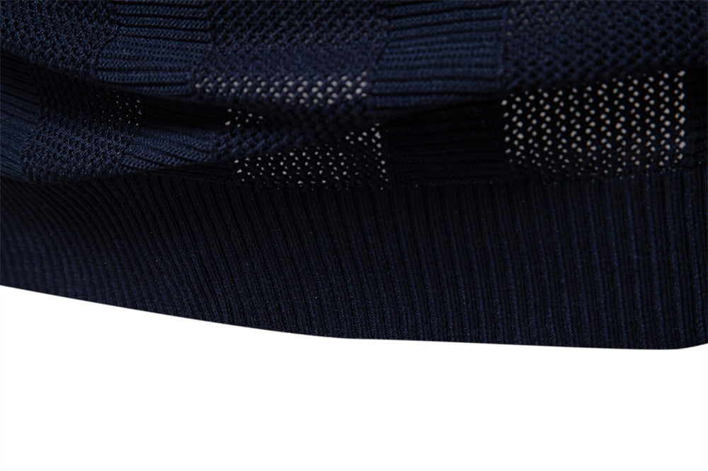 Men's Stripe Knit Polo Shirt with Mesh Panels - 2025 Summer Slim-Fit Streetwear Top | PSD8042