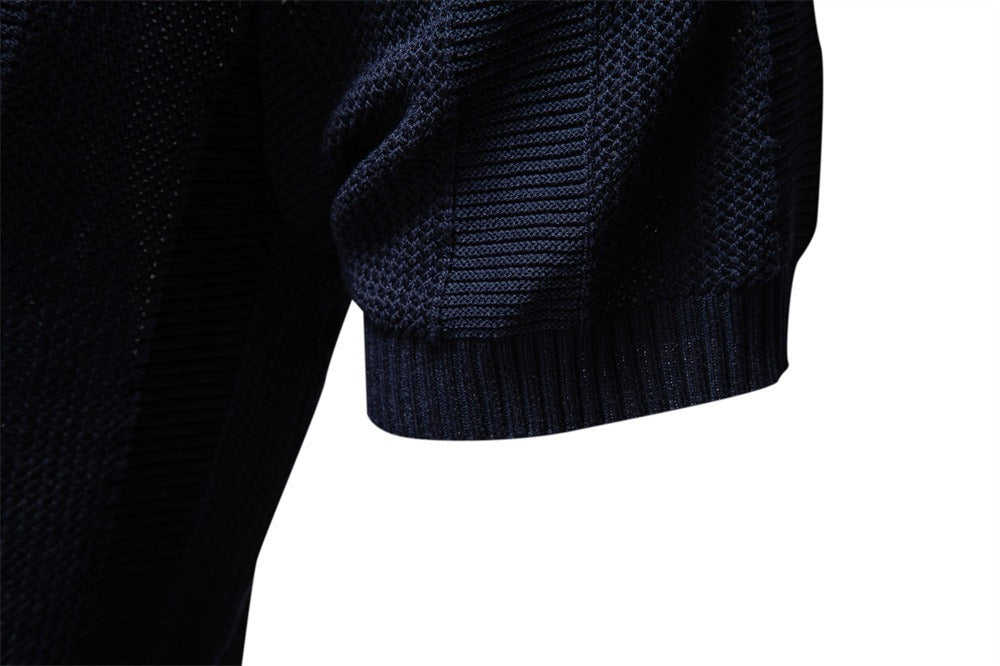 Men's Stripe Knit Polo Shirt with Mesh Panels - 2025 Summer Slim-Fit Streetwear Top | PSD8042