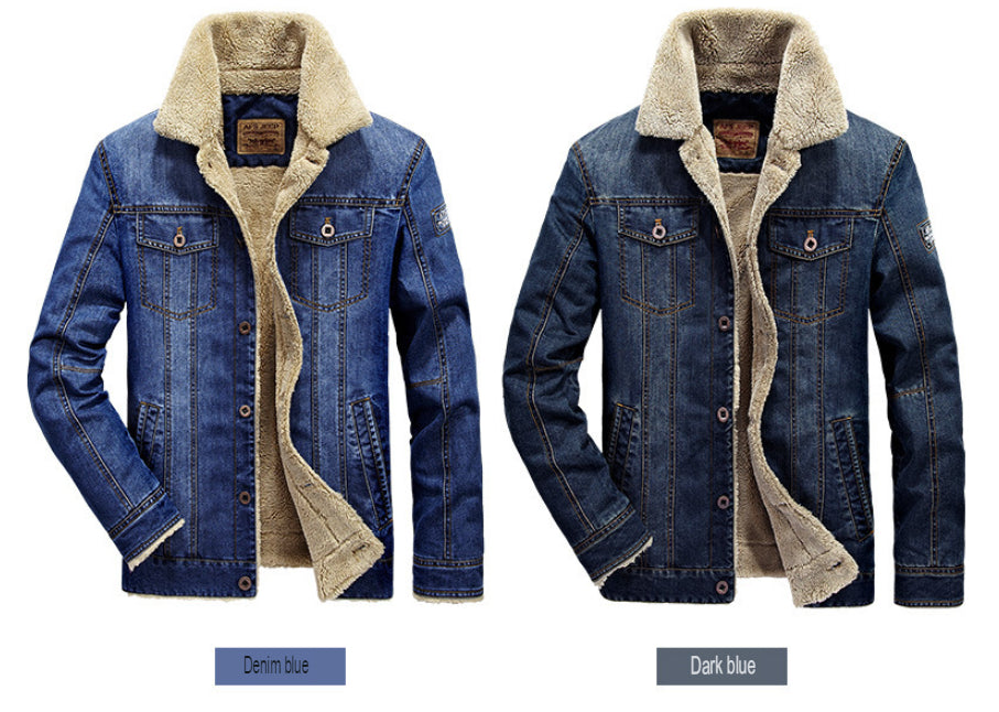 Veste en jean décontractée en velours grande taille pour homme | 66009