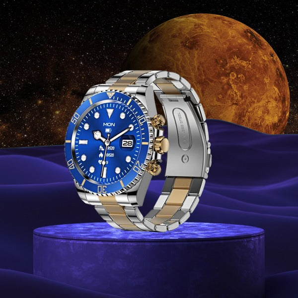 Montre connectée pour homme avec bracelet en acier et appels BT, style Rolex, pour le sport et les affaires | AW-12