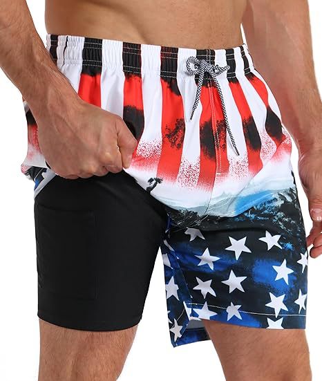 Summer 3D Print Men's Double-Layer Beach Shorts Quick-Dry, Breathable, Bold Designs | SCDK-QK