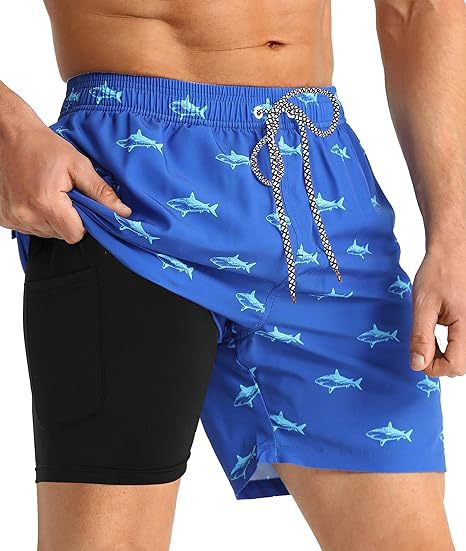 Summer 3D Print Men's Double-Layer Beach Shorts Quick-Dry, Breathable, Bold Designs | SCDK-QK