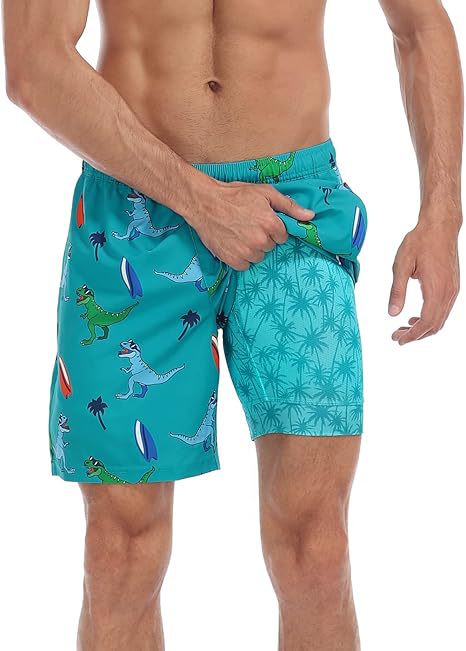 Summer 3D Print Men's Double-Layer Beach Shorts Quick-Dry, Breathable, Bold Designs | SCDK-QK