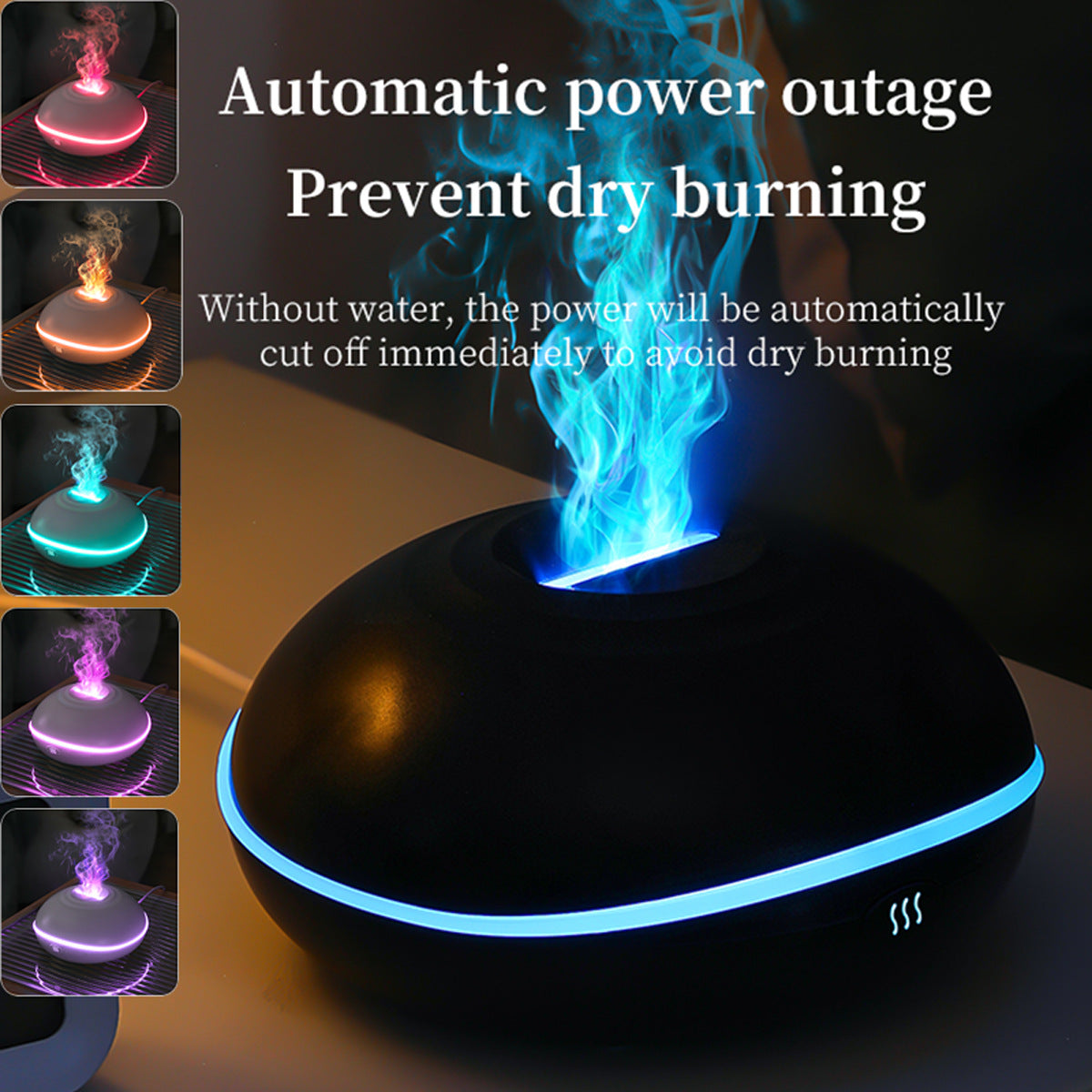 Realistic Flame Effect Aromatherapy Diffuser – 7-Color LED Humidifier USB Powered for Home, Office & Bedroom | SD13