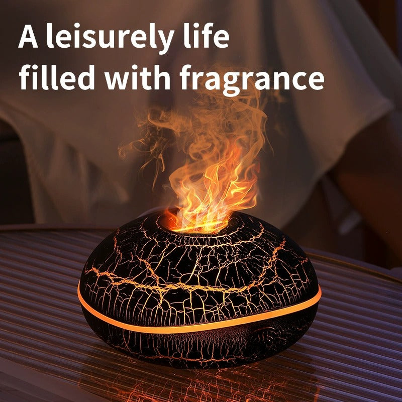 Realistic Flame Effect Aromatherapy Diffuser – 7-Color LED Humidifier USB Powered for Home, Office & Bedroom | SD13