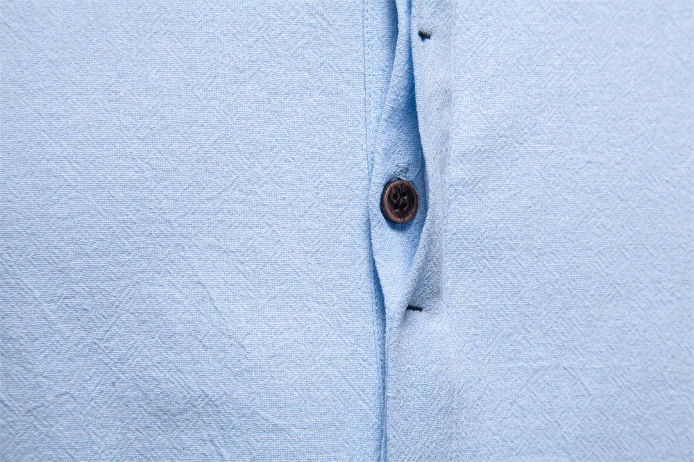 Men's Japanese Minimalist Short Sleeve Linen-Blend Shirt - Summer Slim-Fit Casual Top | SH2039