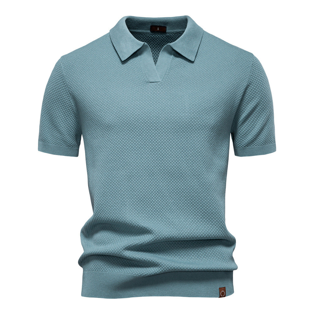 Men's Pineapple Knit Texture Polo Shirt - 2025 Summer Relaxed Fit Short Sleeve Top | PSD8025