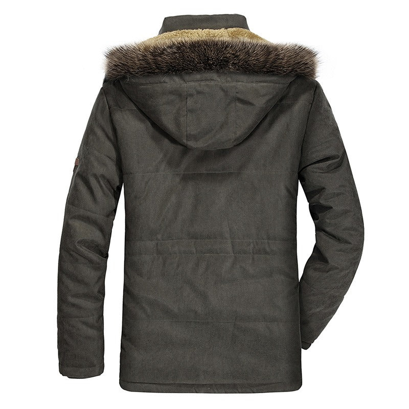 Veste à capuche en coton pour homme, manteau mince doublé en polaire épaisse, parka chaude et décontractée | 7176