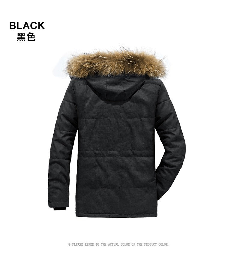 Veste à capuche en coton pour homme, manteau mince doublé en polaire épaisse, parka chaude et décontractée | 7176