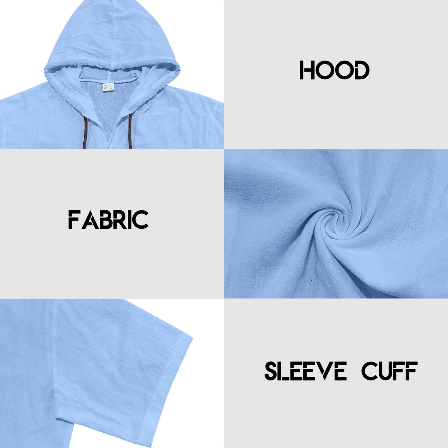 Men’s Linen Hooded Short Sleeve Shirt – Casual Loose Fit | YH-2454