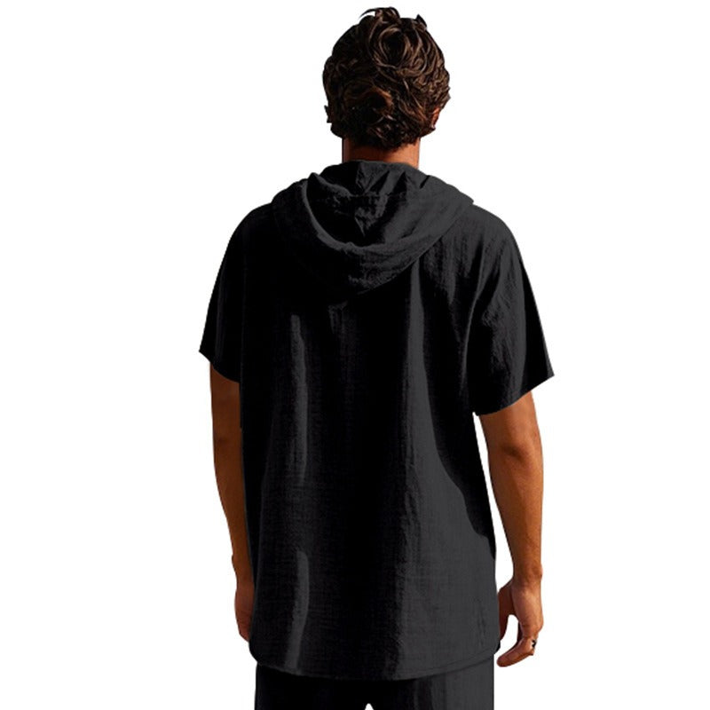 Men’s Casual Linen Hoodie Shirt – Lightweight, Casual & Coastal Cool | YH-CW15