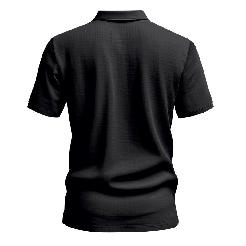 Men’s British Gentleman Style Loose-Fit Linen Polo Shirt Summer Short Sleeve | YHBKCS-20