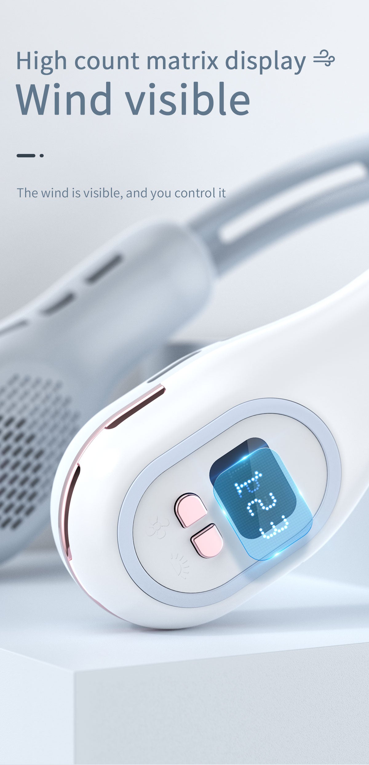 Ventilatore da collo estivo indossabile a mani libere senza pale Ventilatori di raffreddamento LED Luce colorata 3 velocità Regolazione della direzione del vento a 360° Aria condizionata portatile ricaricabile | S57