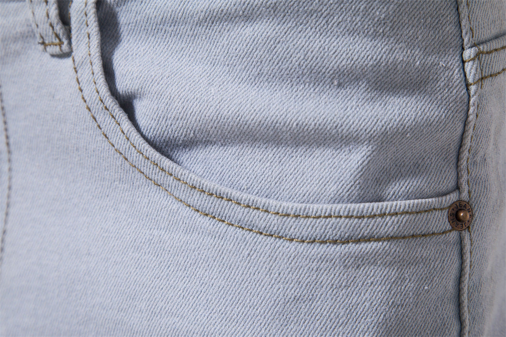 Pantalon en jean pour homme, décontracté, automne, pantalon extensible, déchiré, skinny | ZH10