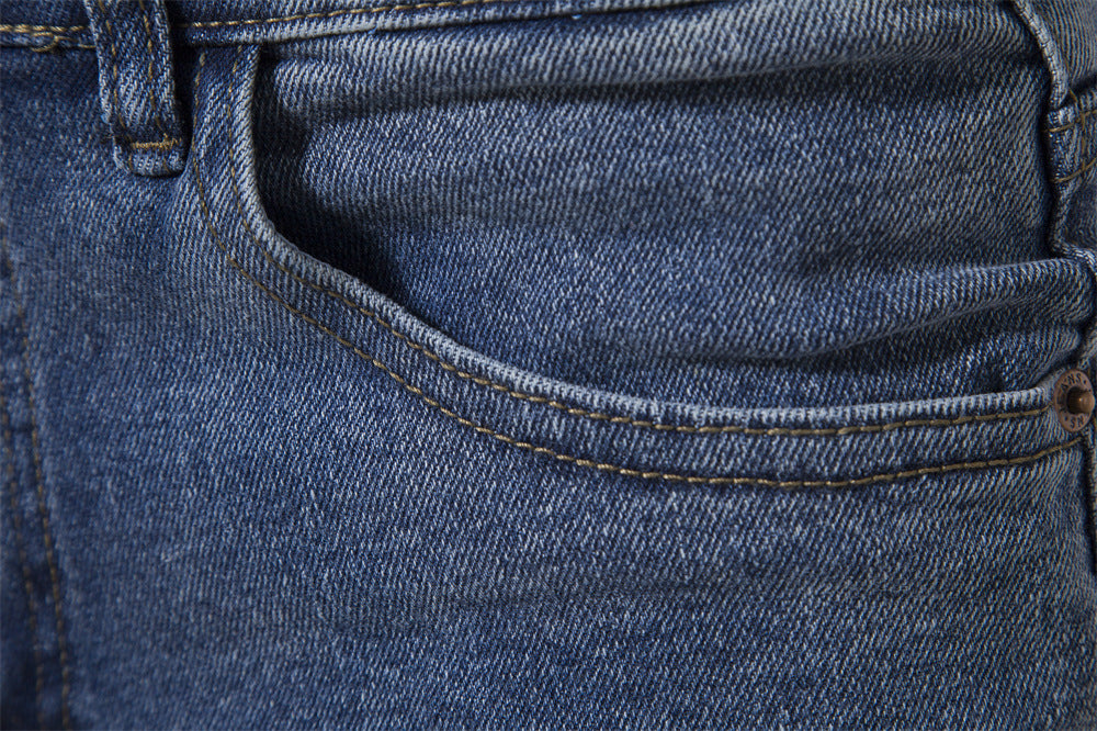 Pantalon en jean pour homme, décontracté, automne, pantalon extensible, déchiré, skinny | ZH10