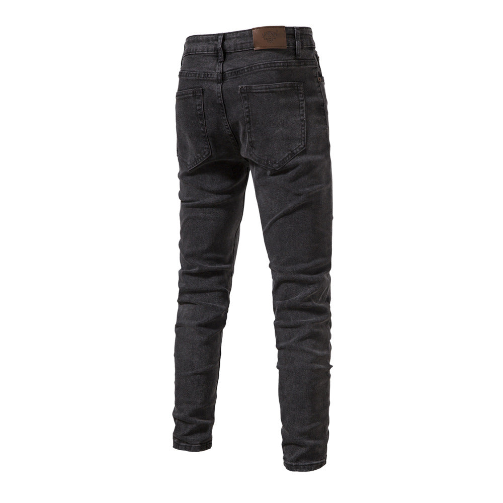 Pantalon en jean pour homme, décontracté, automne, pantalon extensible, déchiré, skinny | ZH10