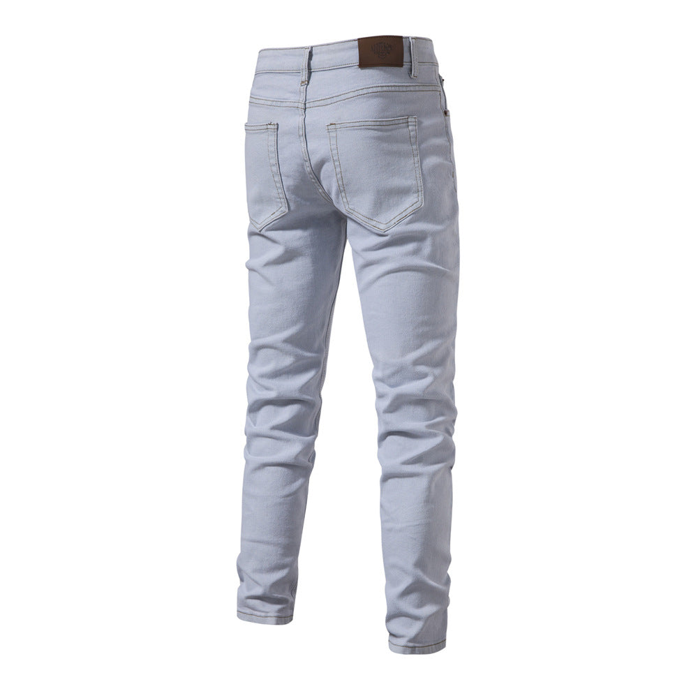Pantalon en jean pour homme, décontracté, automne, pantalon extensible, déchiré, skinny | ZH10