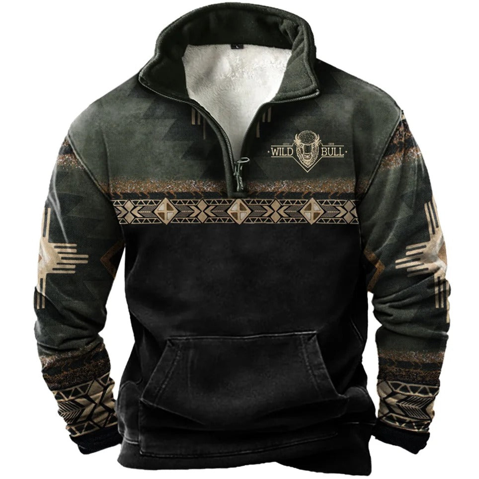 Pull à col montant et demi-zip pour homme, coupe slim, manches longues | D189