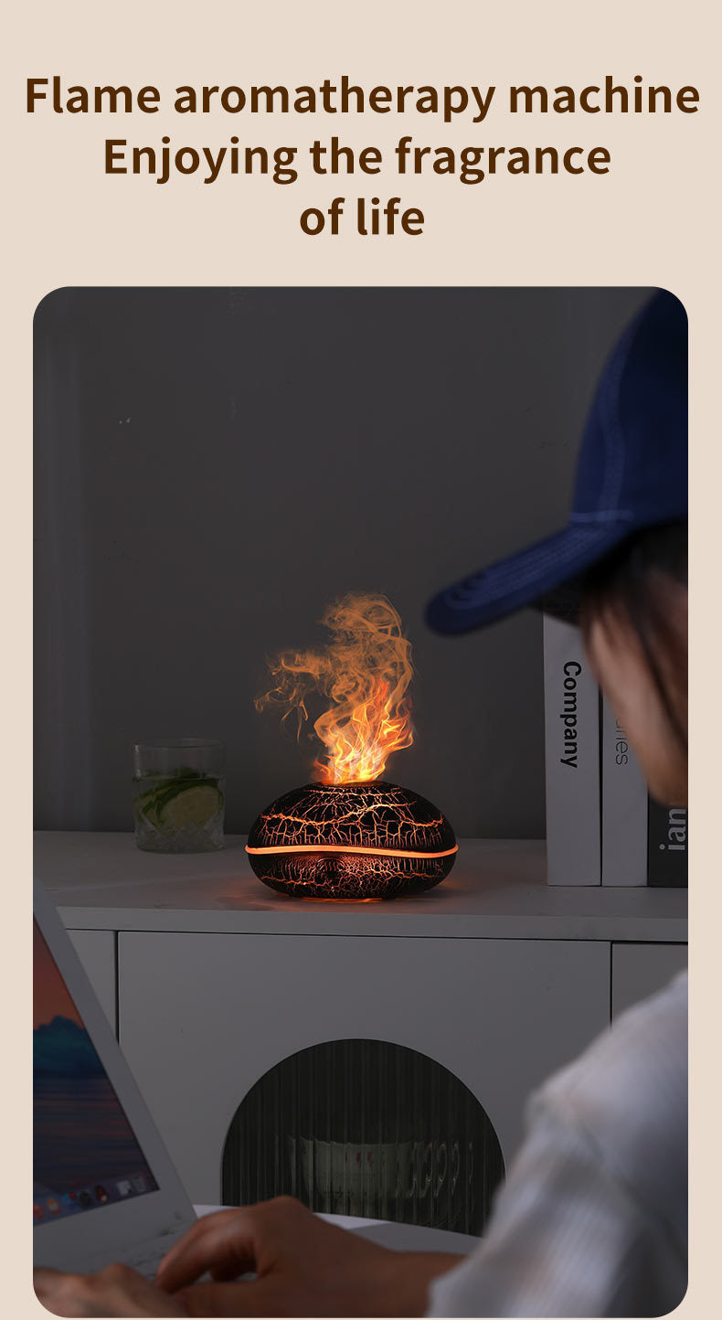 Realistic Flame Effect Aromatherapy Diffuser – 7-Color LED Humidifier USB Powered for Home, Office & Bedroom | SD13