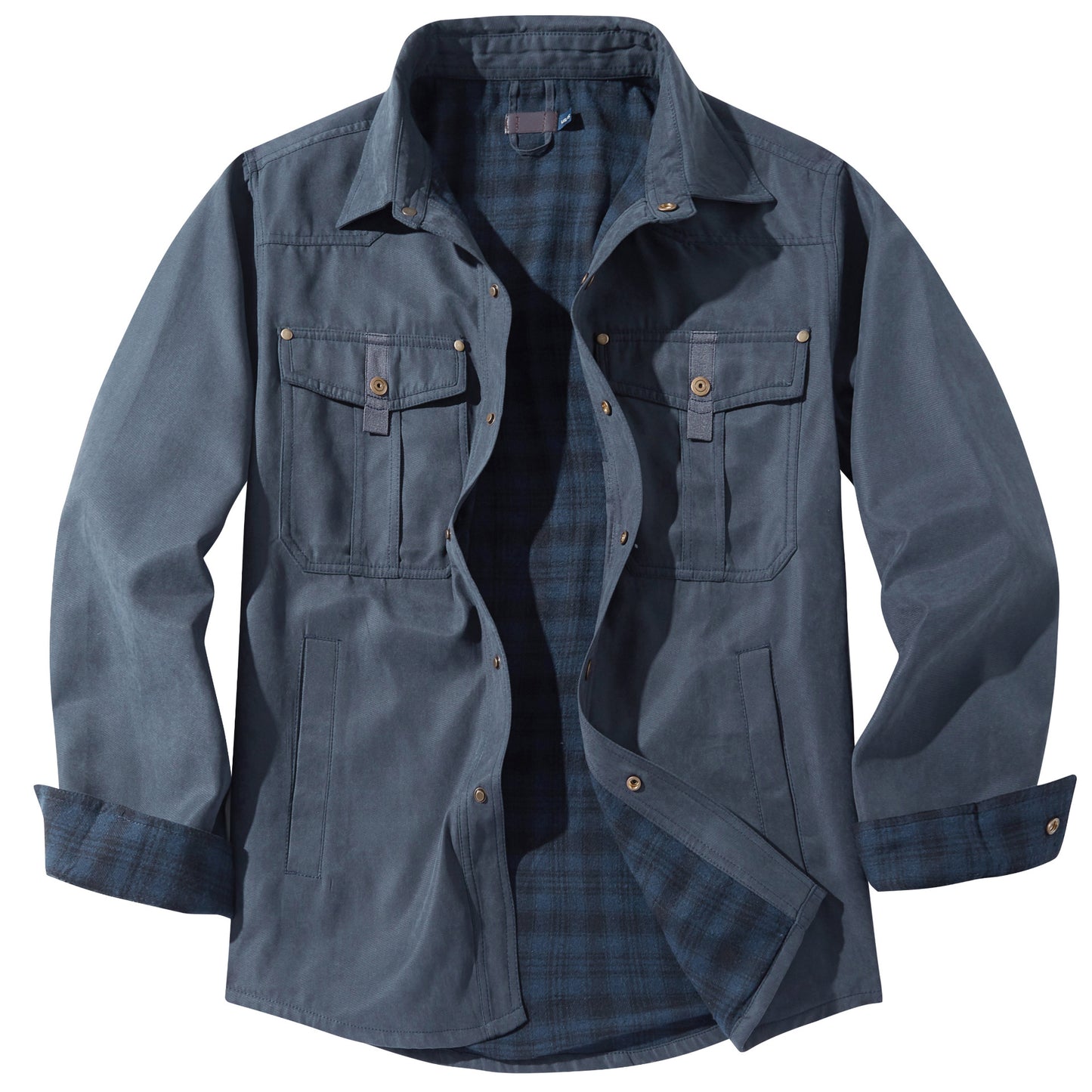 Men's Plaid Jacket Long Sleeve Button-Down Flannel Jacket with Pockets for Streetwear | 3268