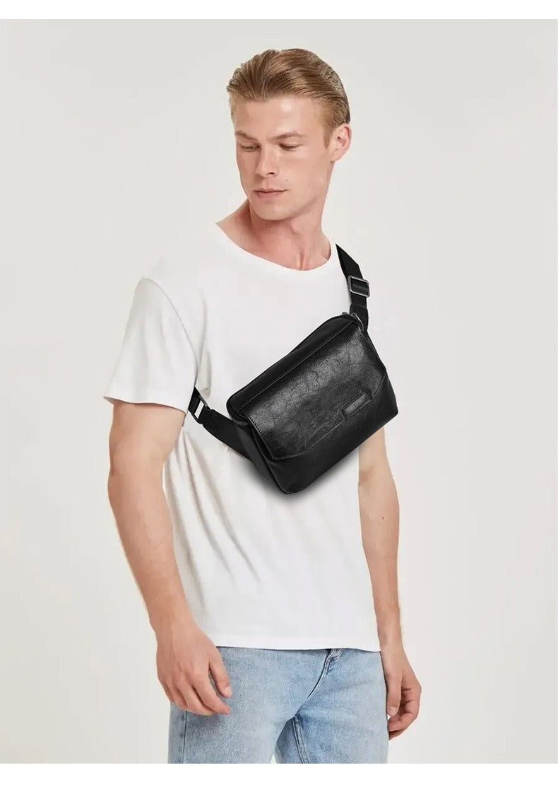 Cafen Kelvri Men’s Premium Leather Chest Bag – Genuine Cowhide Crossbody Sling & Waist Pack UK | 88571A