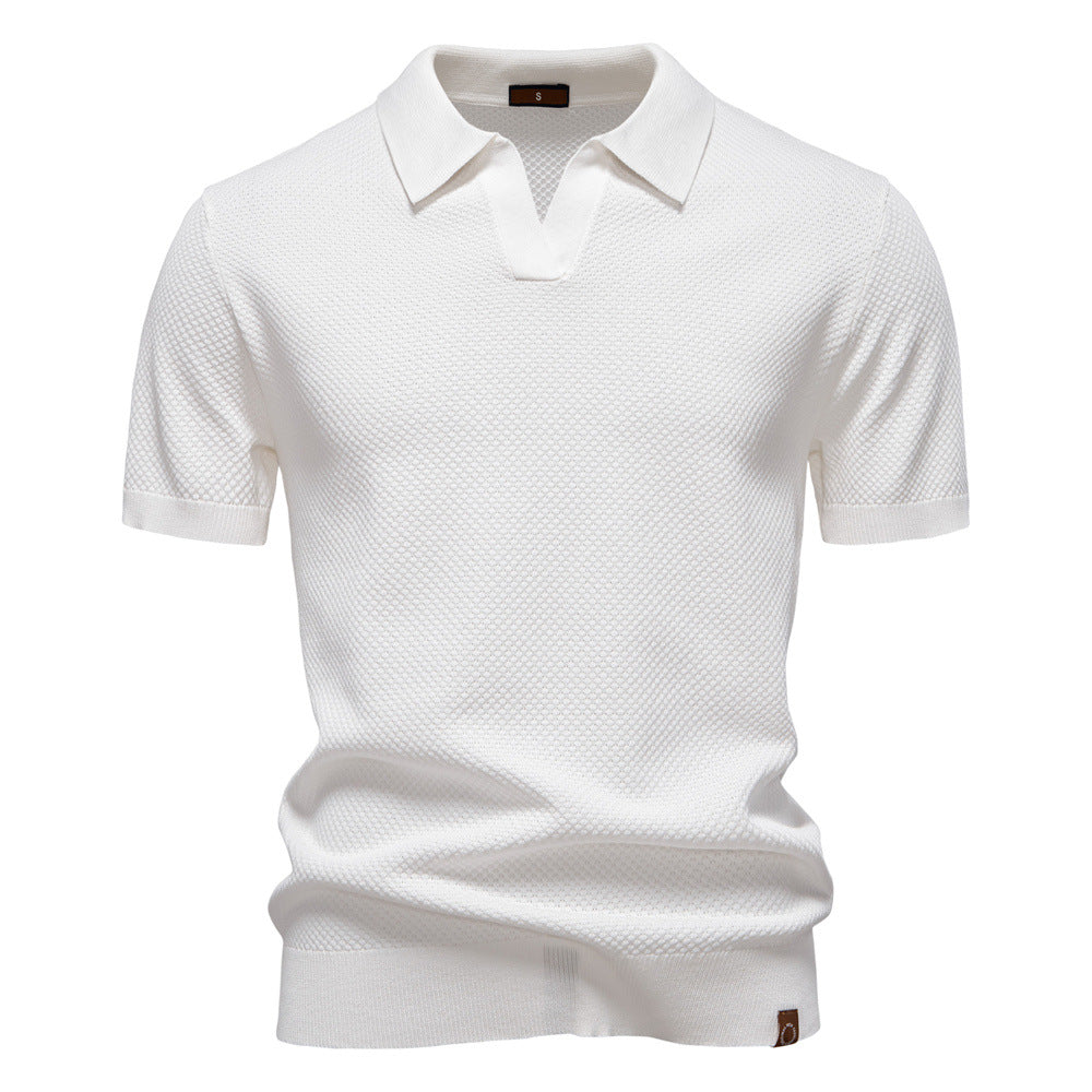 Men's Pineapple Knit Texture Polo Shirt - 2025 Summer Relaxed Fit Short Sleeve Top | PSD8025