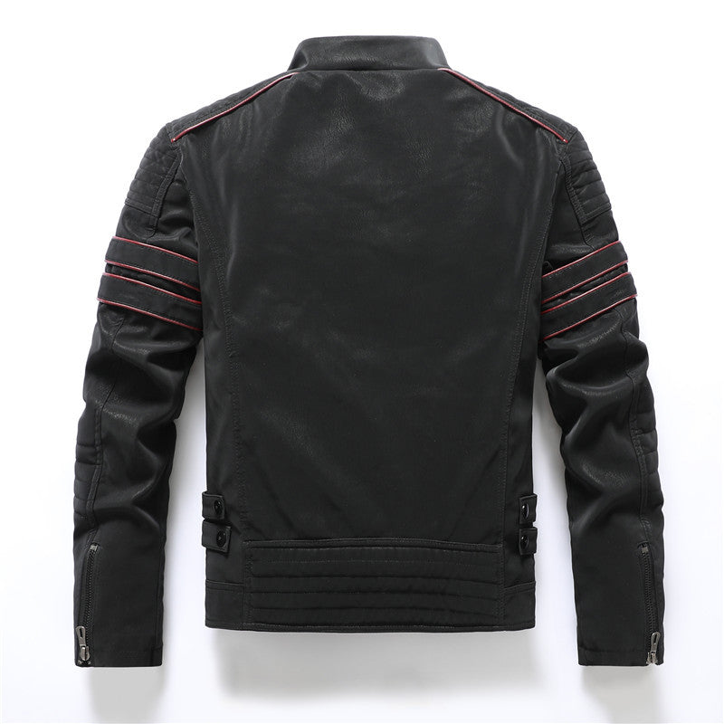 Men's PU Brushed Soft Suede Leather Jacket Fashion Multi-Embroidered Tide Jackets Blazer| 8809