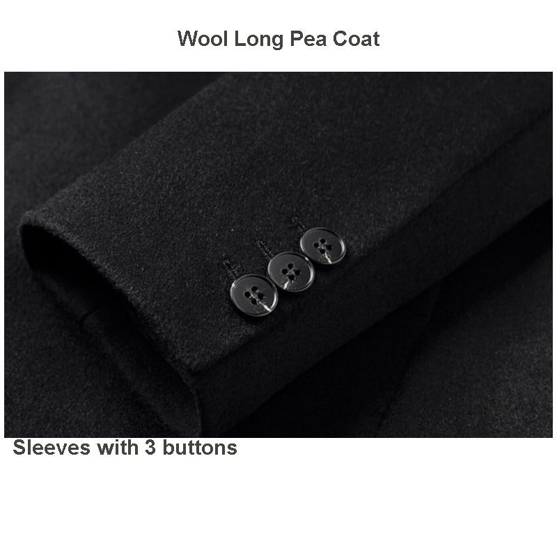 Cappotto lungo da uomo in lana di prima qualità, vestibilità slim, trench | xz5903