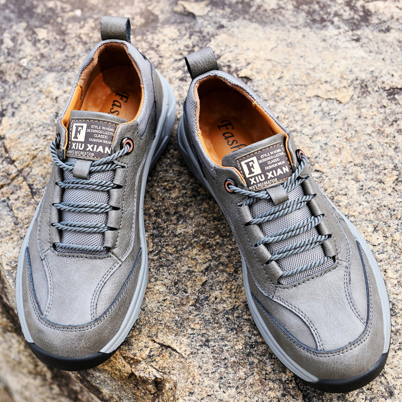 Chaussures de marche habillées en cuir microfibre pour hommes Gris | 1299