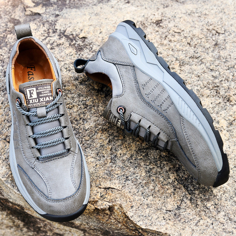 Chaussures de marche habillées en cuir microfibre pour hommes Gris | 1299