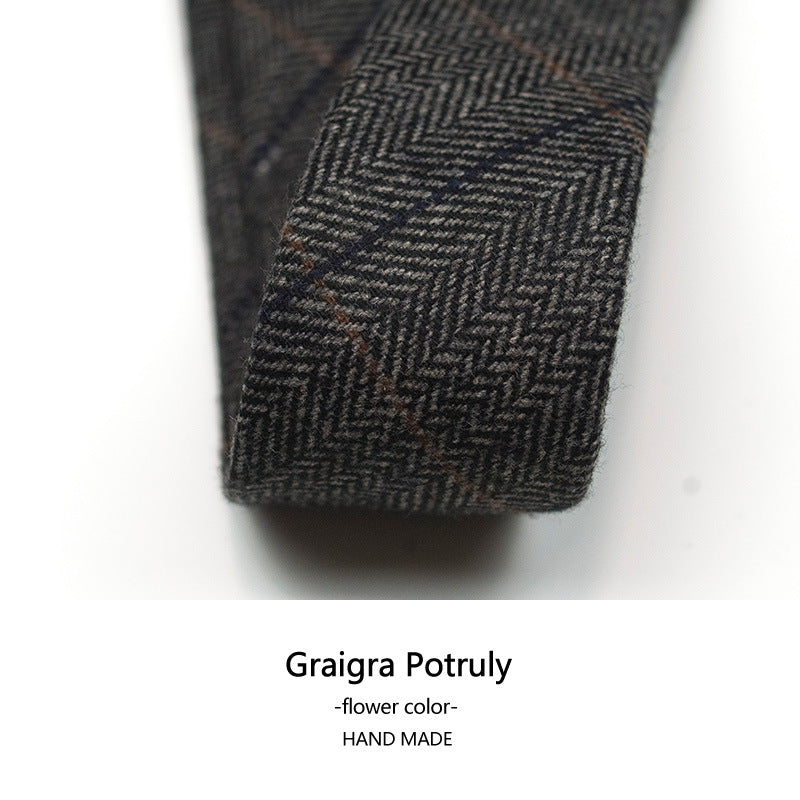 Cravatta da uomo in lana e cashmere, modello a quadri, casual, formale, sottile, in tweed | Y-112
