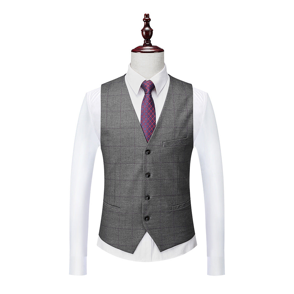 Abito da uomo a quadri slim fit 3 pezzi con un bottone, abito da cerimonia, blazer, smoking, gilet e pantaloni | 1727