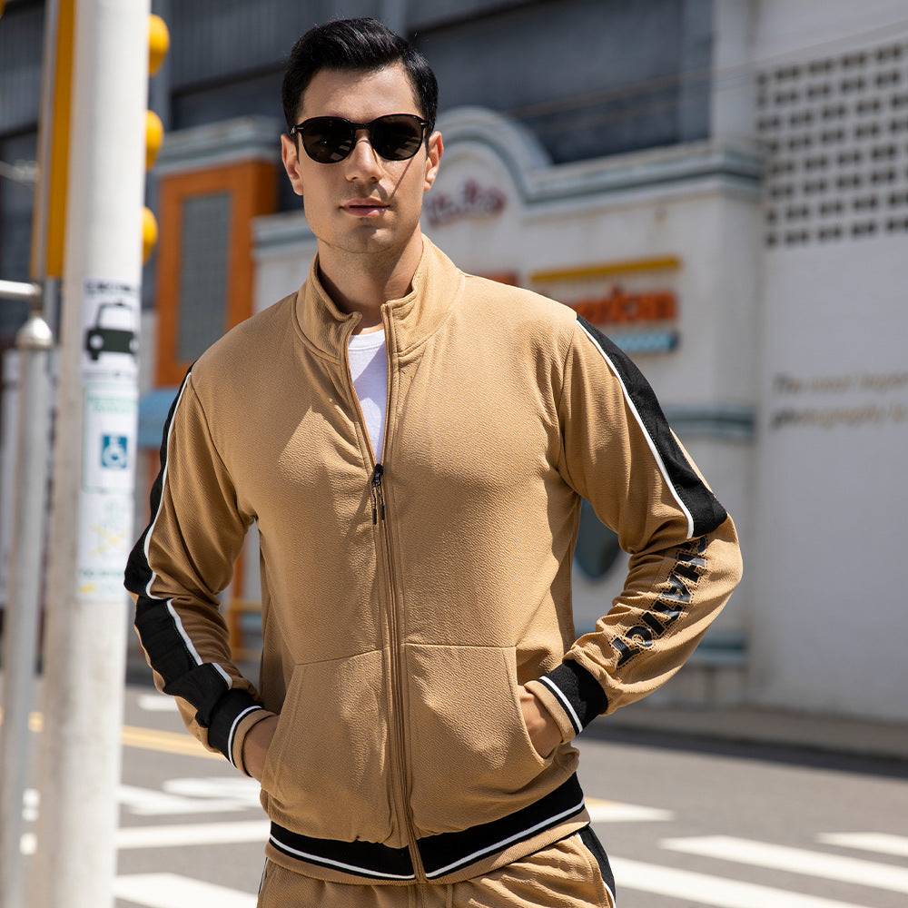 Men's Quick Dry Thin Activewear Full Zip Jogging Tracksuit Spring Autumn | TZ55