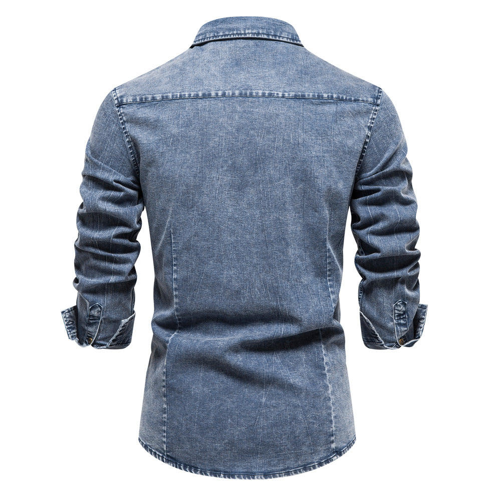 Camicie a maniche lunghe in denim leggero per uomo | 6012