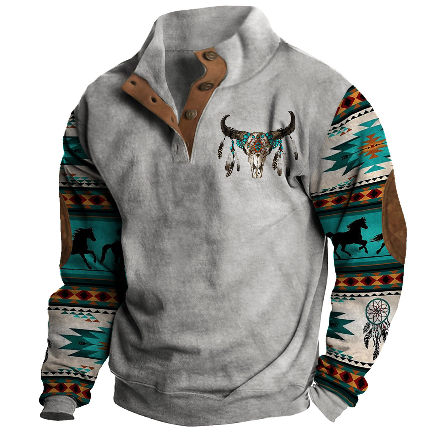 Sweat-shirt à col montant style cowboy pour homme | 51MA
