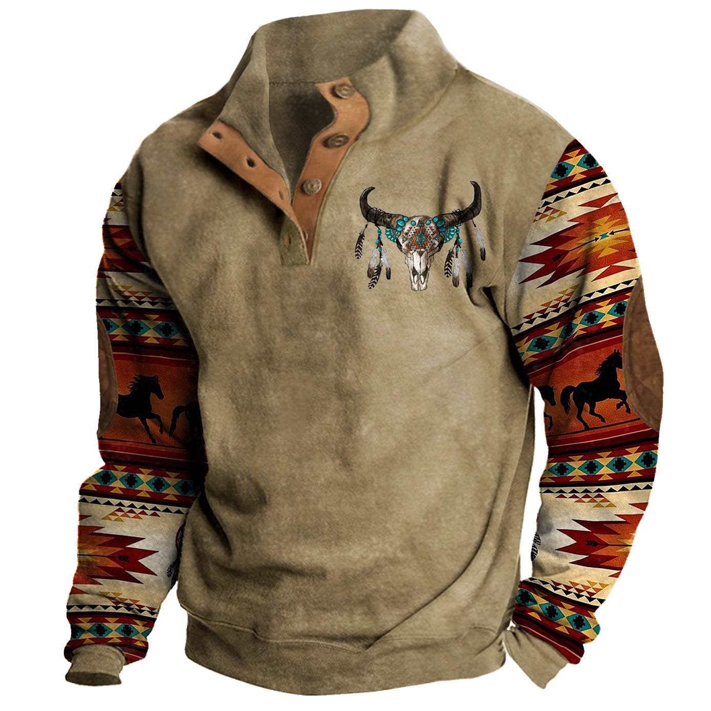 Sweat-shirt à col montant style cowboy pour homme | 51MA