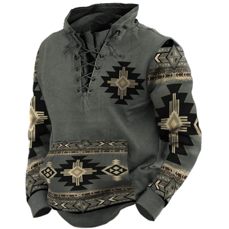 Maglione stampato a maniche lunghe casual da uomo per l'esterno | GFA0