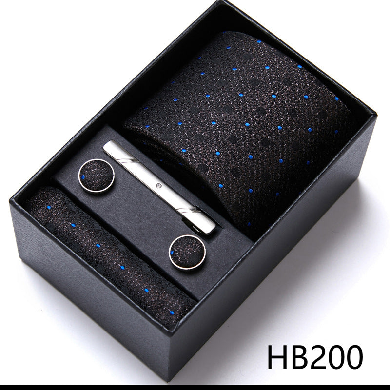 Collezione di cravatte da uomo firmate, elegante scatola regalo con fermacravatta, fazzoletto e gemelli | 166-201