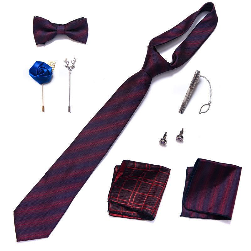 8 pezzi Set di cravatte classiche da uomo in seta Paisley Stripe per uomo Confezione regalo | LB202