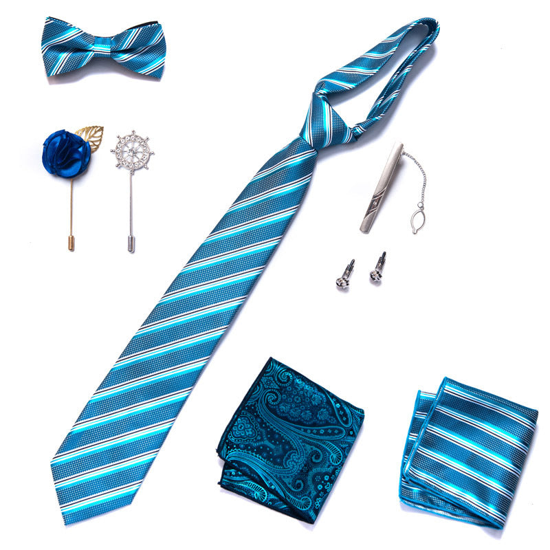 8 pezzi Set di cravatte classiche da uomo in seta Paisley Stripe per uomo Confezione regalo | LB202