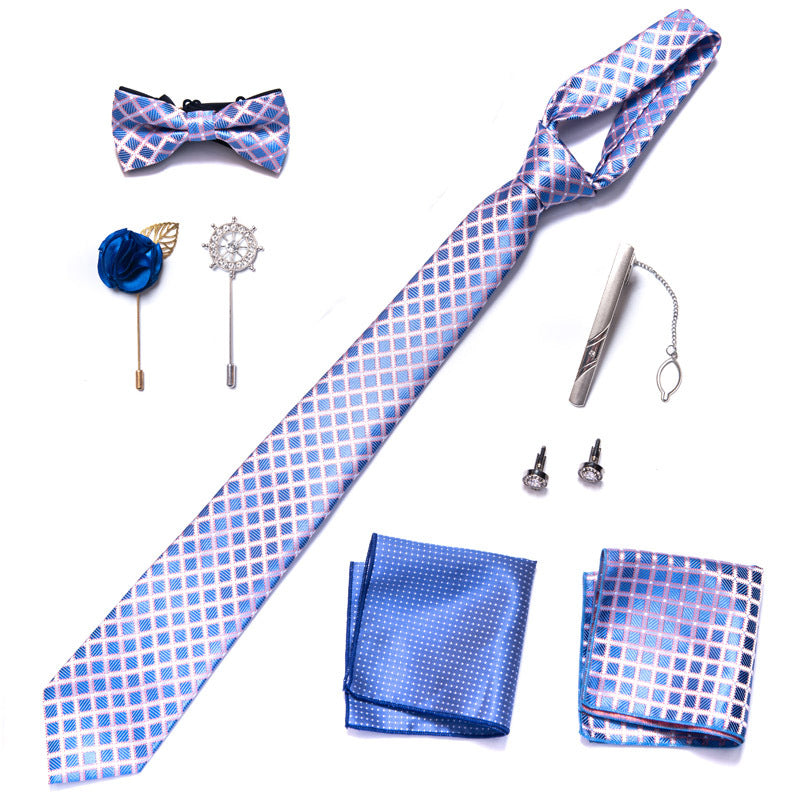 8 pezzi Set di cravatte classiche da uomo in seta Paisley Stripe per uomo Confezione regalo | LB202